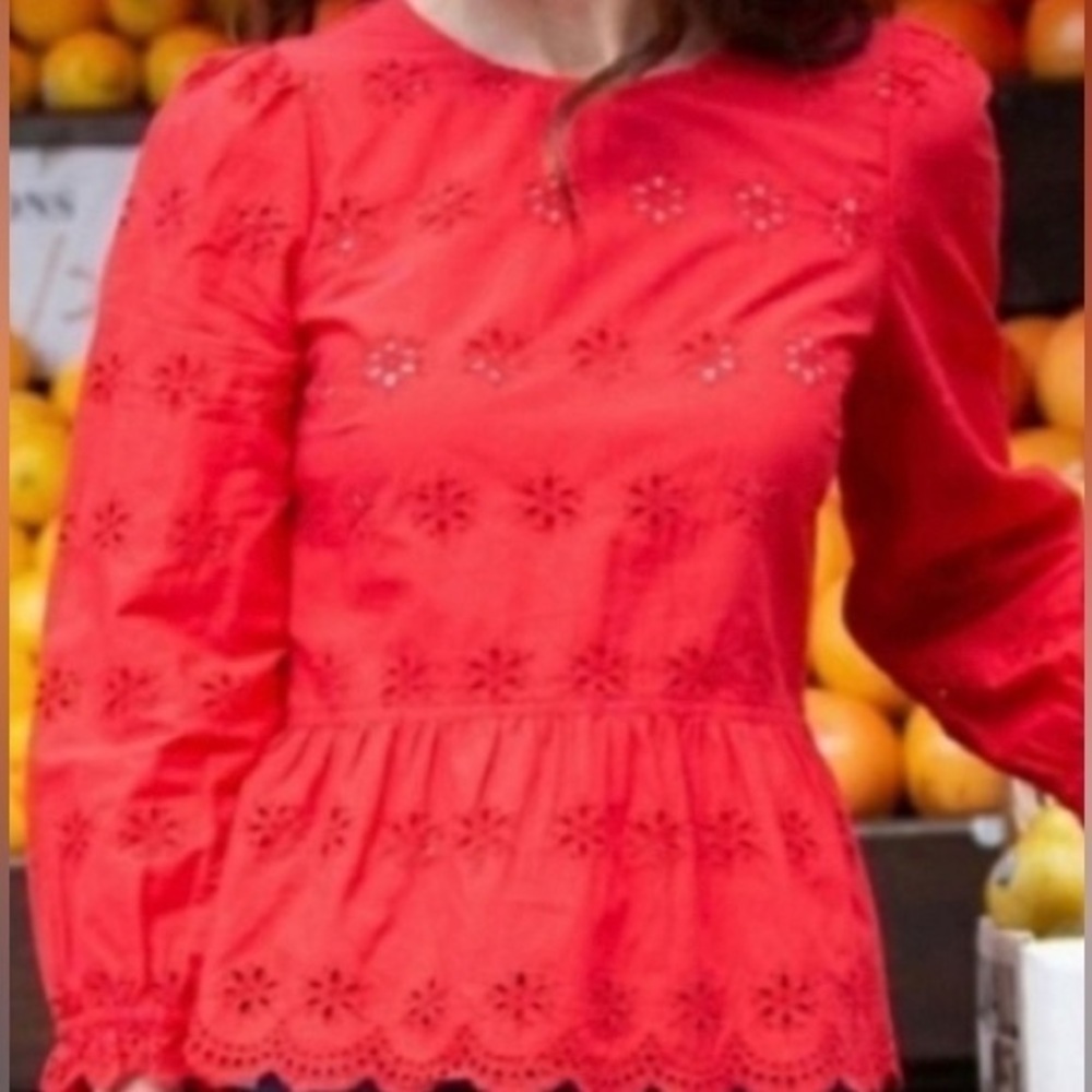 Madewell Red Eyelet Blouse